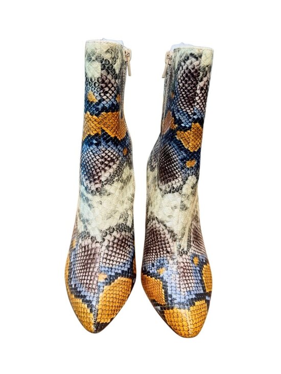 "Erica" ankle bootie from The Limited Shoes - Snake Print Block Heel Ankle Boots With Side Zipper Closure Multicolor 7.5